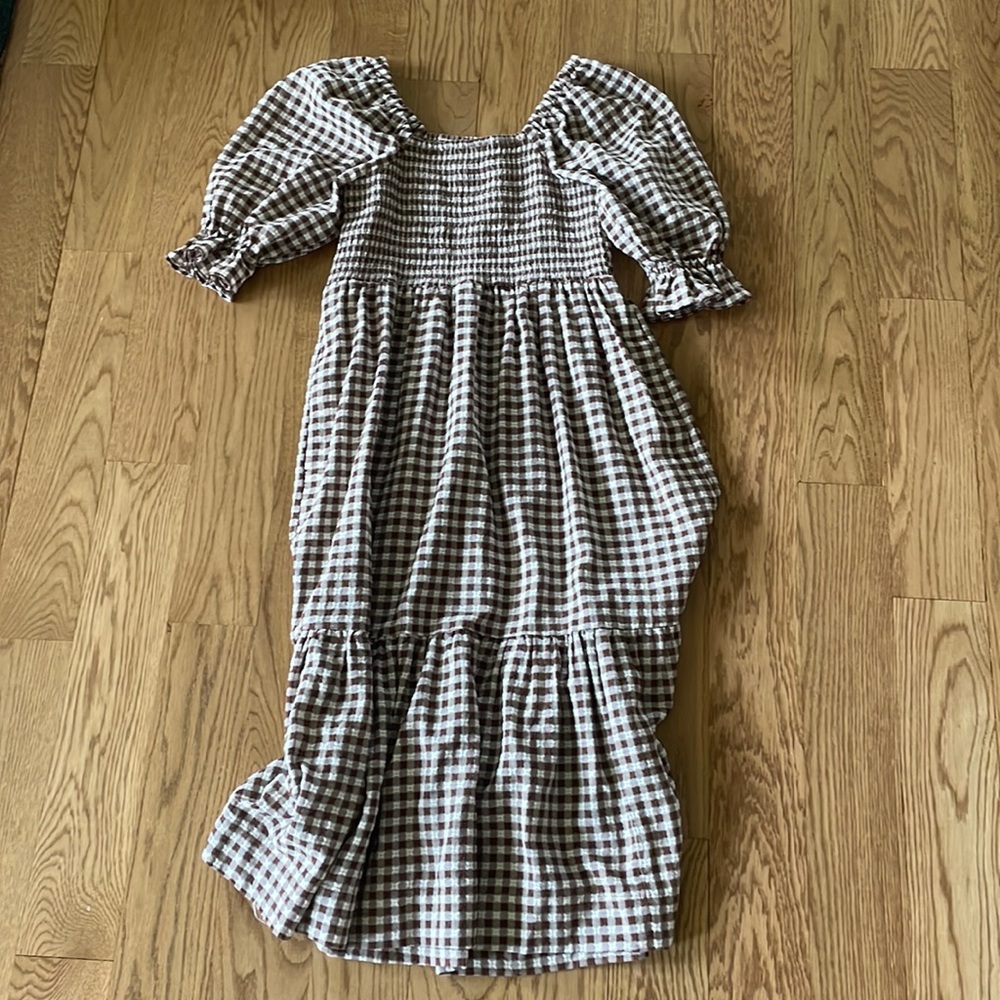 Madewell Brown Gingham Dress